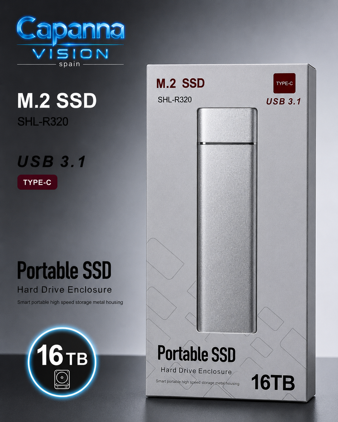 SSD Externo Portátil USB 3.0 – 1TB a 30TB | Disco Duro Compacto de Alta Velocidad