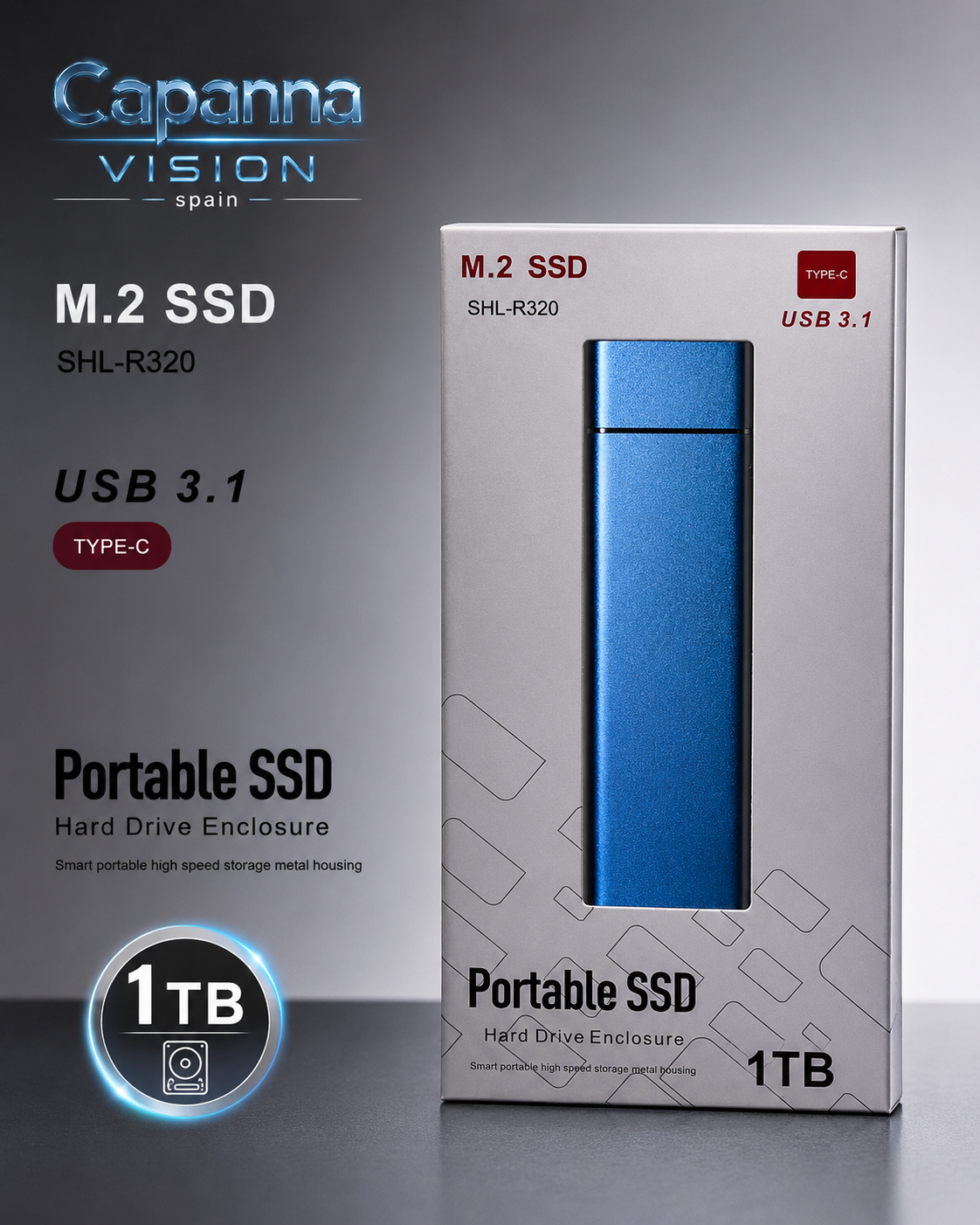 SSD Externo Portátil USB 3.0 – 1TB a 30TB | Disco Duro Compacto de Alta Velocidad