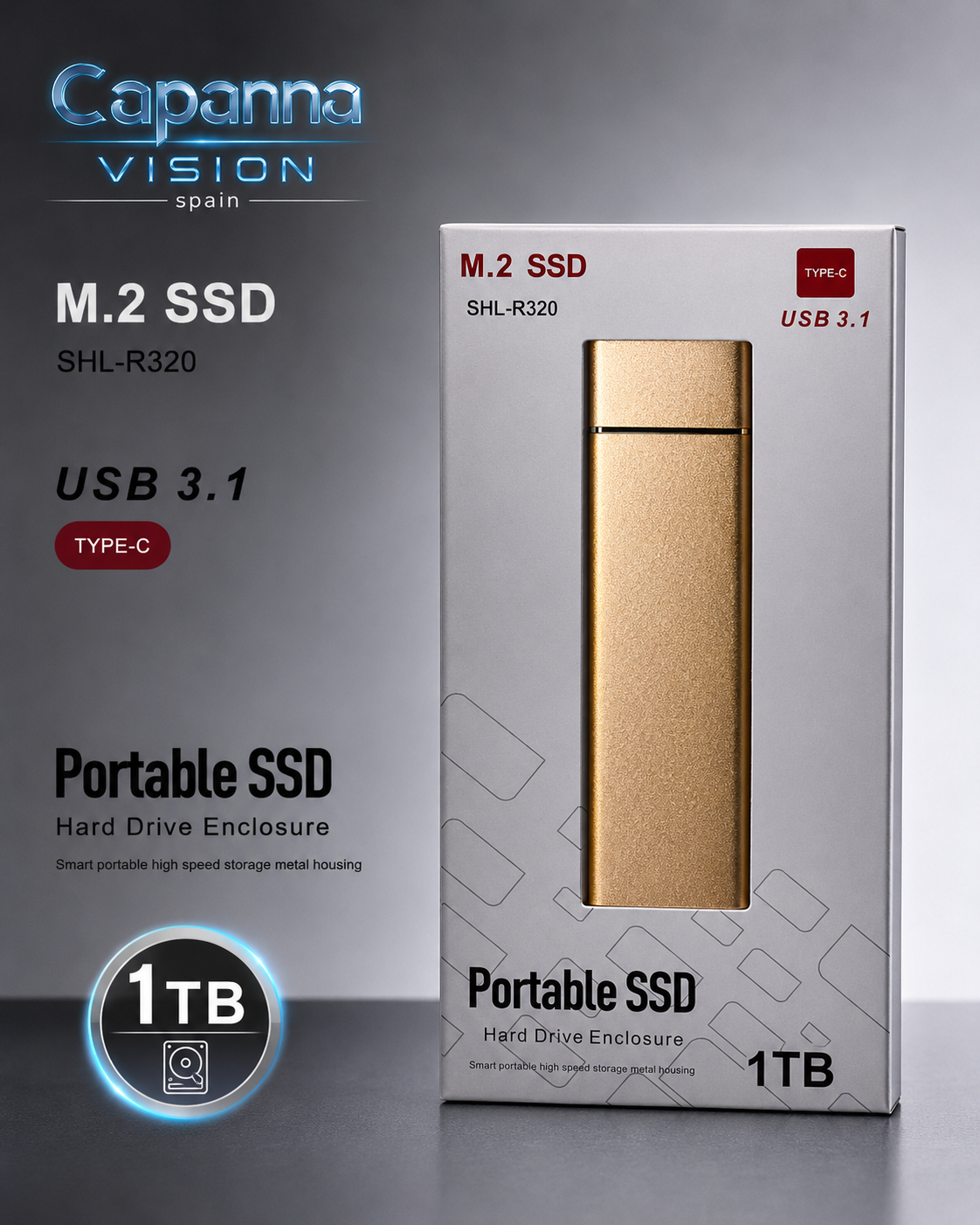 SSD Externo Portátil USB 3.0 – 1TB a 30TB | Disco Duro Compacto de Alta Velocidad