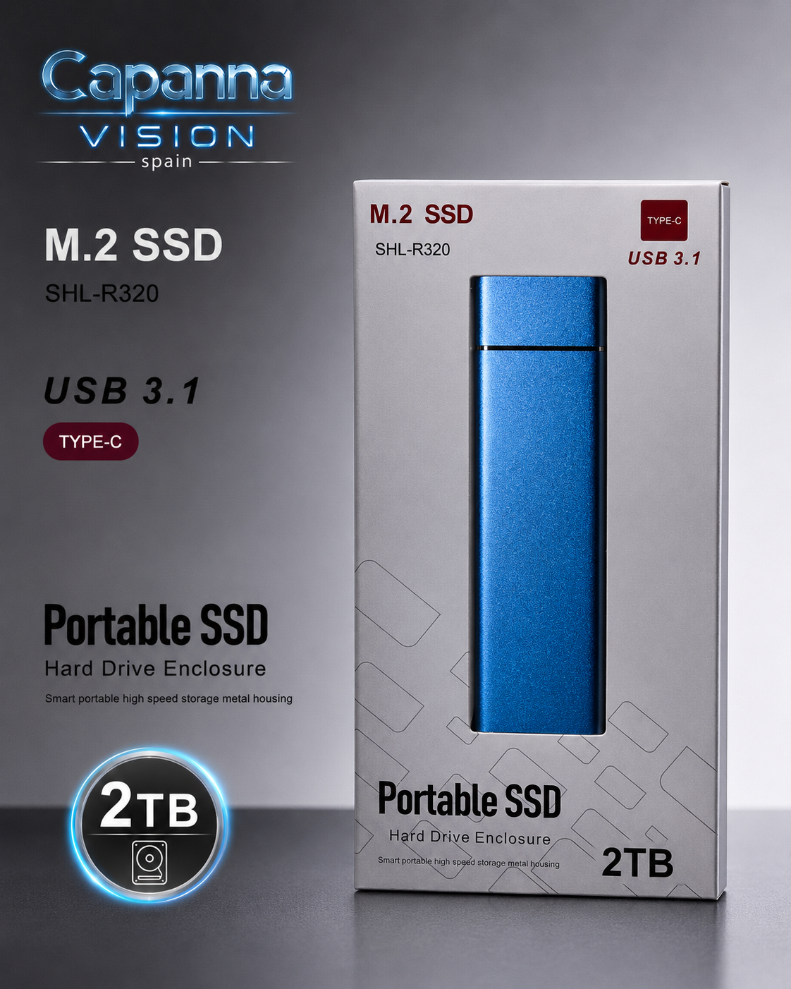 SSD Externo Portátil USB 3.0 – 1TB a 30TB | Disco Duro Compacto de Alta Velocidad