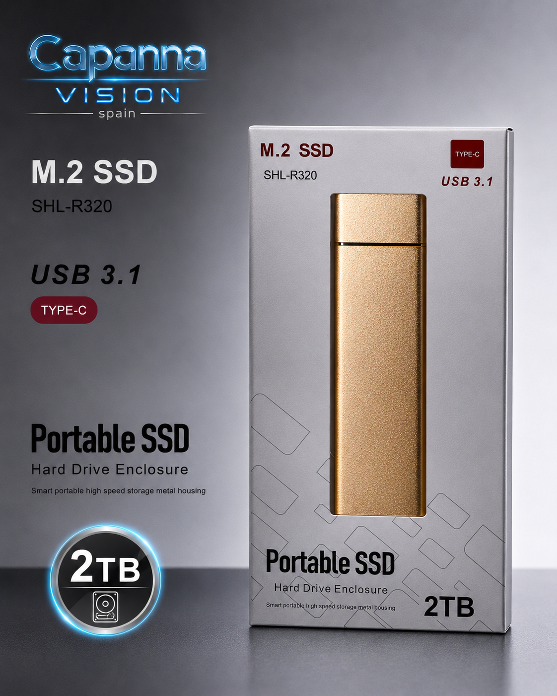 SSD Externo Portátil USB 3.0 – 1TB a 30TB | Disco Duro Compacto de Alta Velocidad