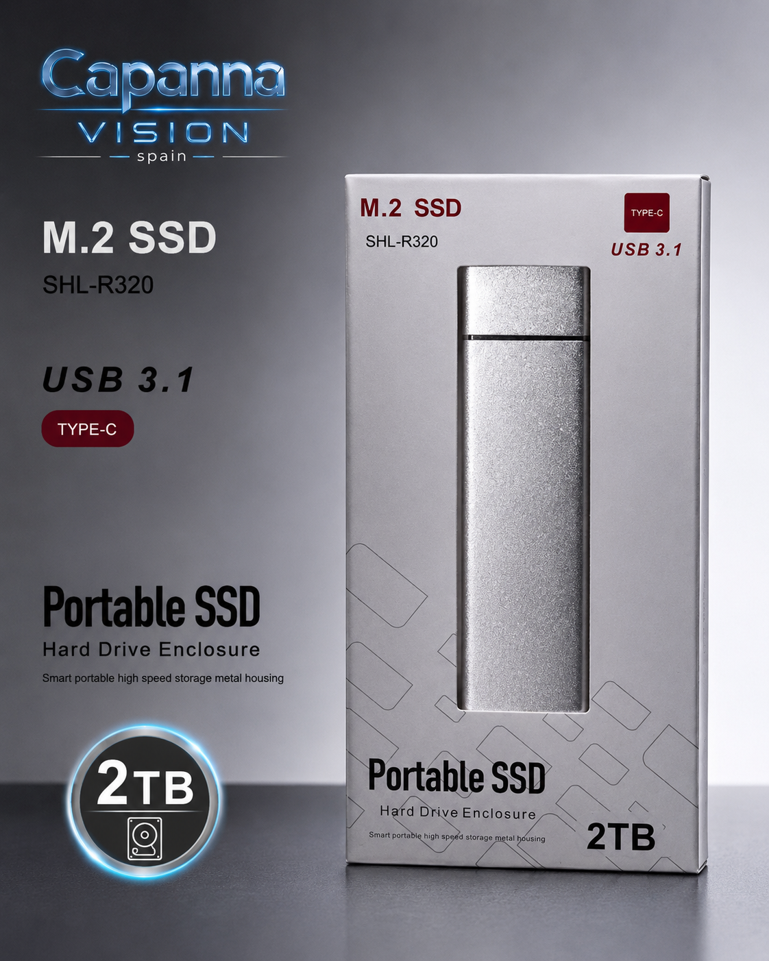 SSD Externo Portátil USB 3.0 – 1TB a 30TB | Disco Duro Compacto de Alta Velocidad