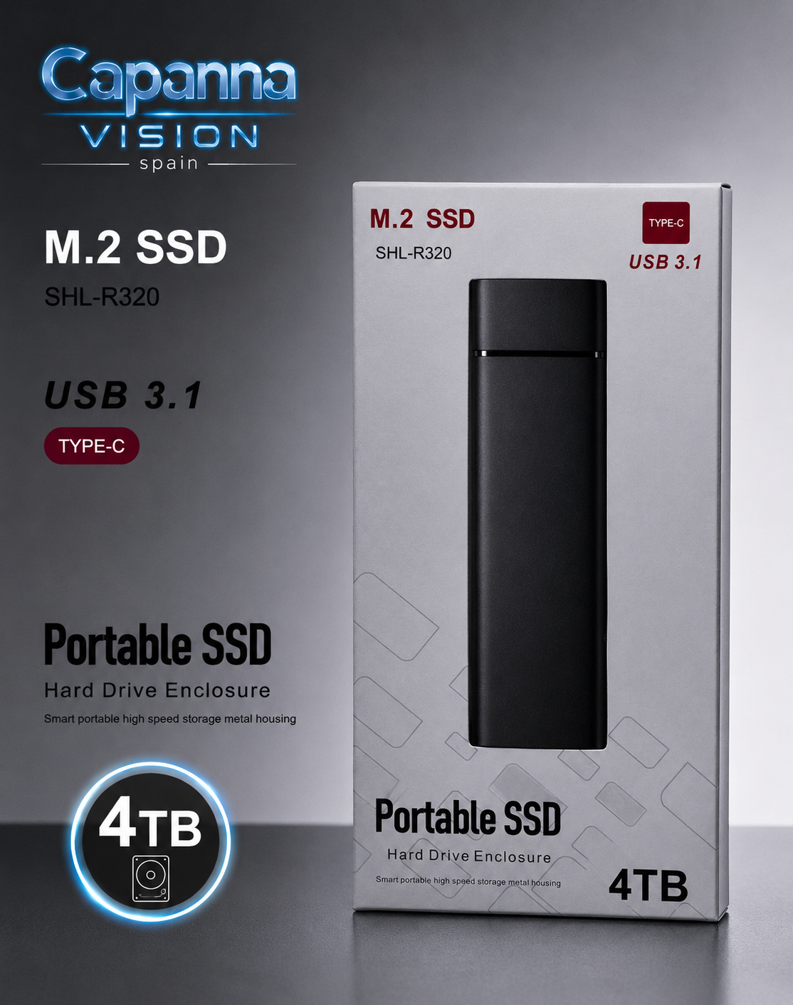SSD Externo Portátil USB 3.0 – 1TB a 30TB | Disco Duro Compacto de Alta Velocidad