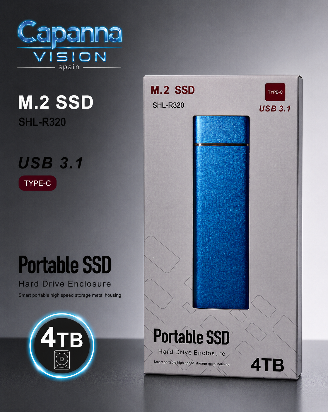 SSD Externo Portátil USB 3.0 – 1TB a 30TB | Disco Duro Compacto de Alta Velocidad