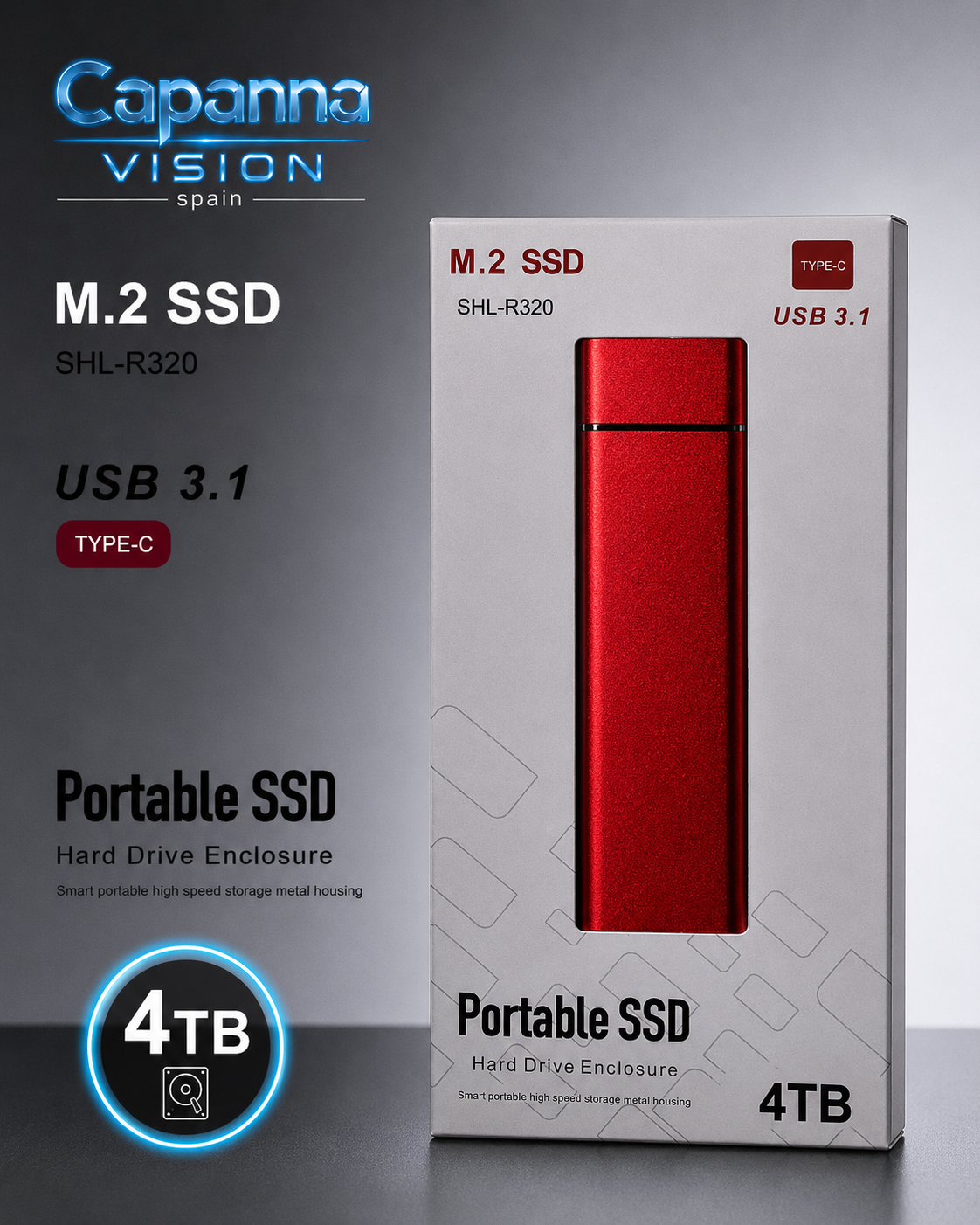 SSD Externo Portátil USB 3.0 – 1TB a 30TB | Disco Duro Compacto de Alta Velocidad