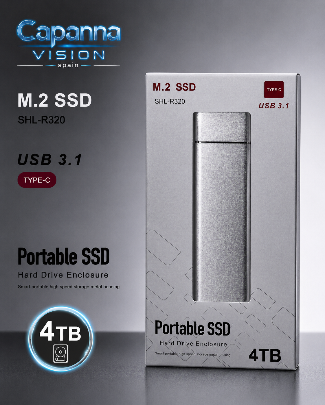 SSD Externo Portátil USB 3.0 – 1TB a 30TB | Disco Duro Compacto de Alta Velocidad