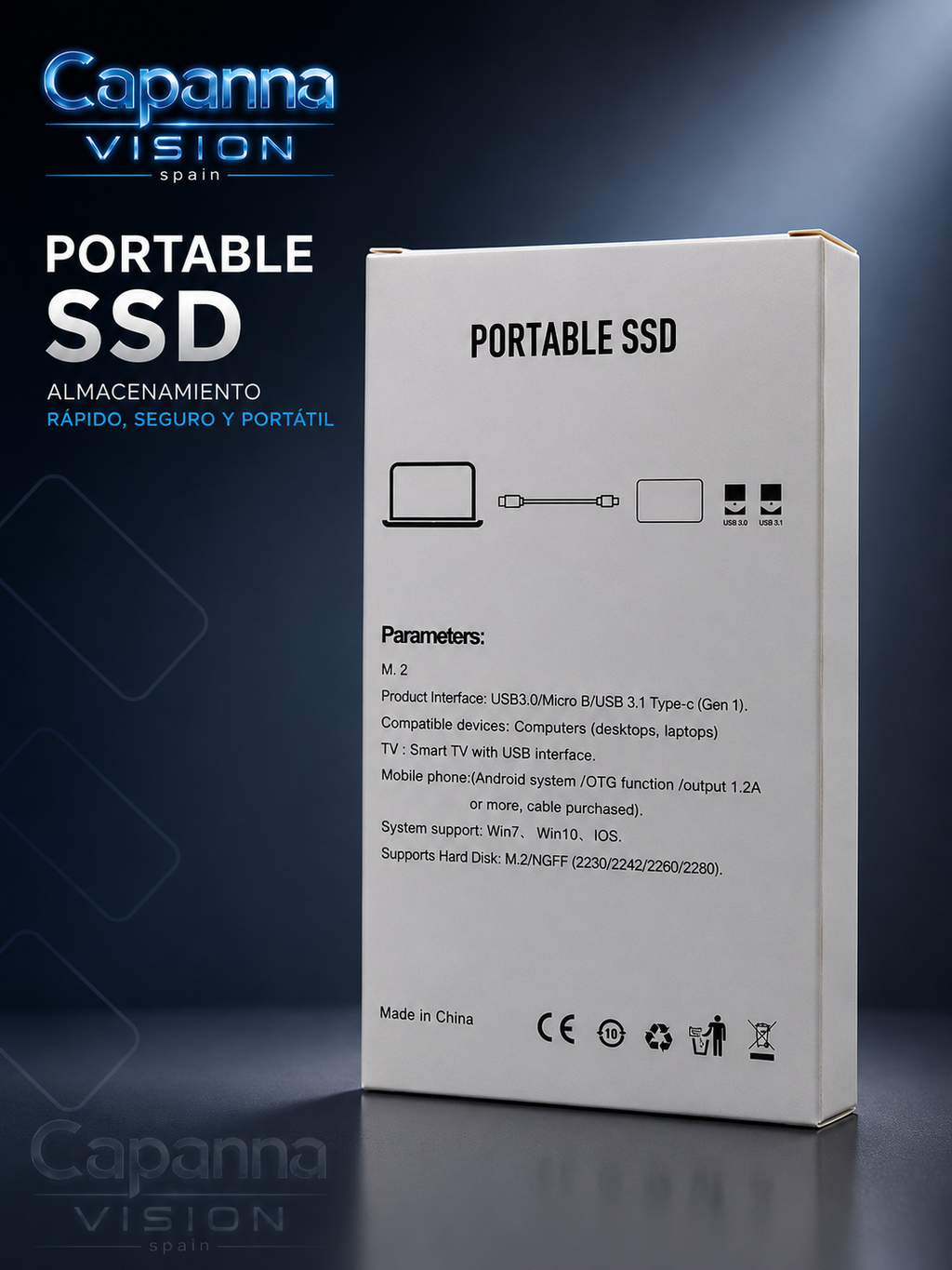 SSD Externo Portátil USB 3.0 – 1TB a 30TB | Disco Duro Compacto de Alta Velocidad