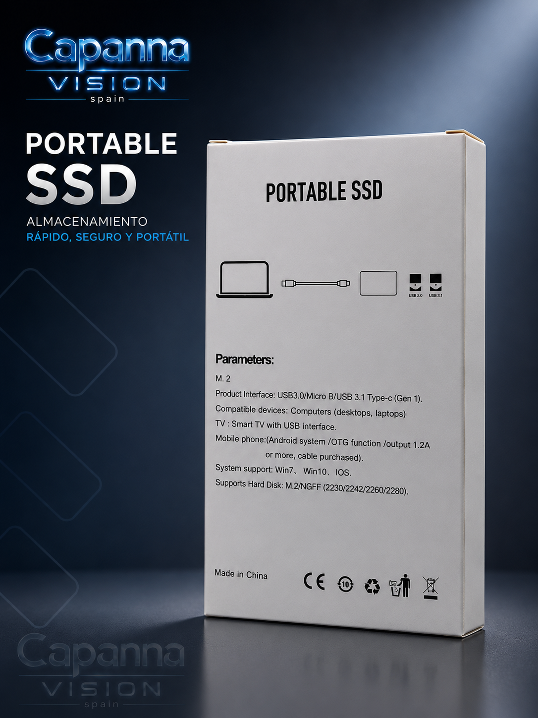 SSD Externo Portátil USB 3.0 – 1TB a 30TB | Disco Duro Compacto de Alta Velocidad