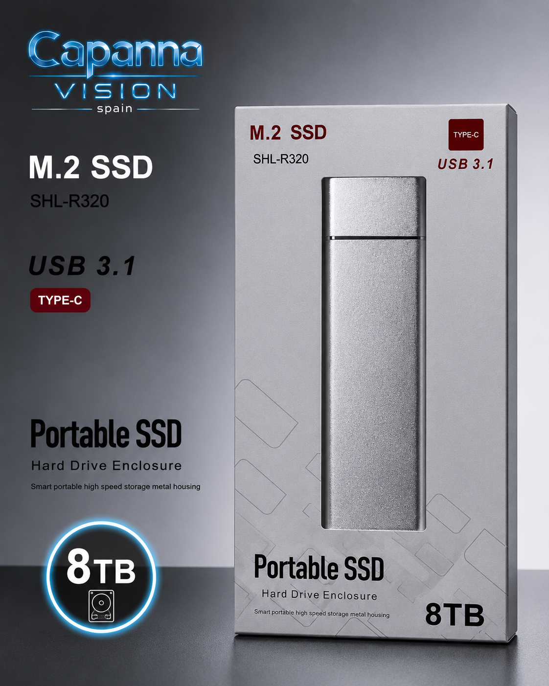 SSD Externo Portátil USB 3.0 – 1TB a 30TB | Disco Duro Compacto de Alta Velocidad