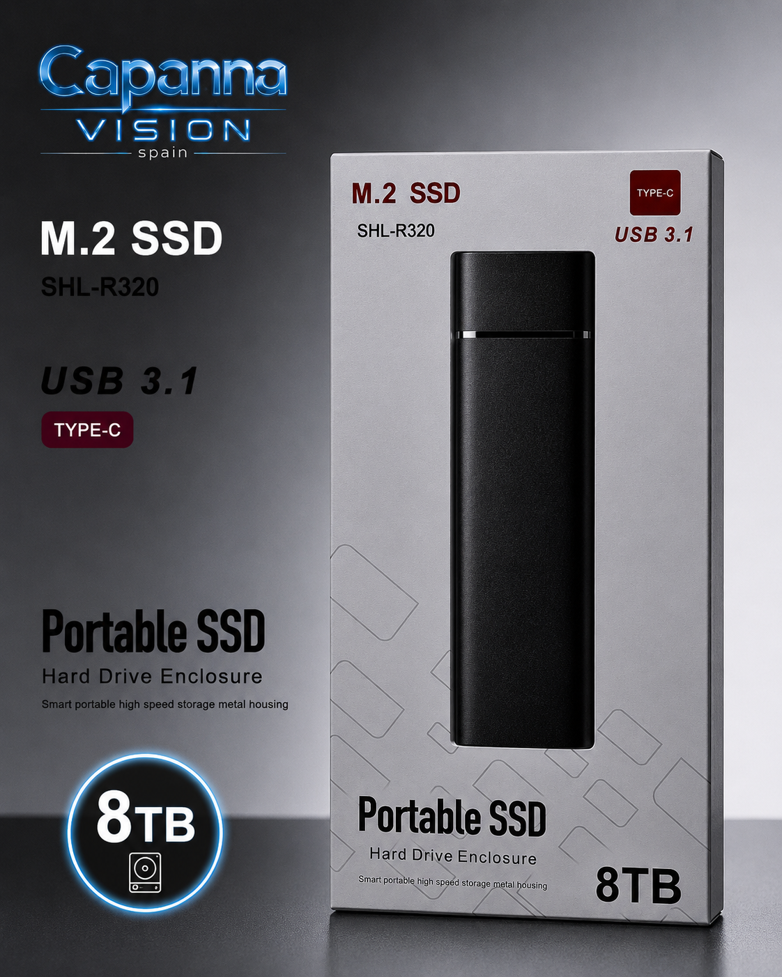SSD Externo Portátil USB 3.0 – 1TB a 30TB | Disco Duro Compacto de Alta Velocidad