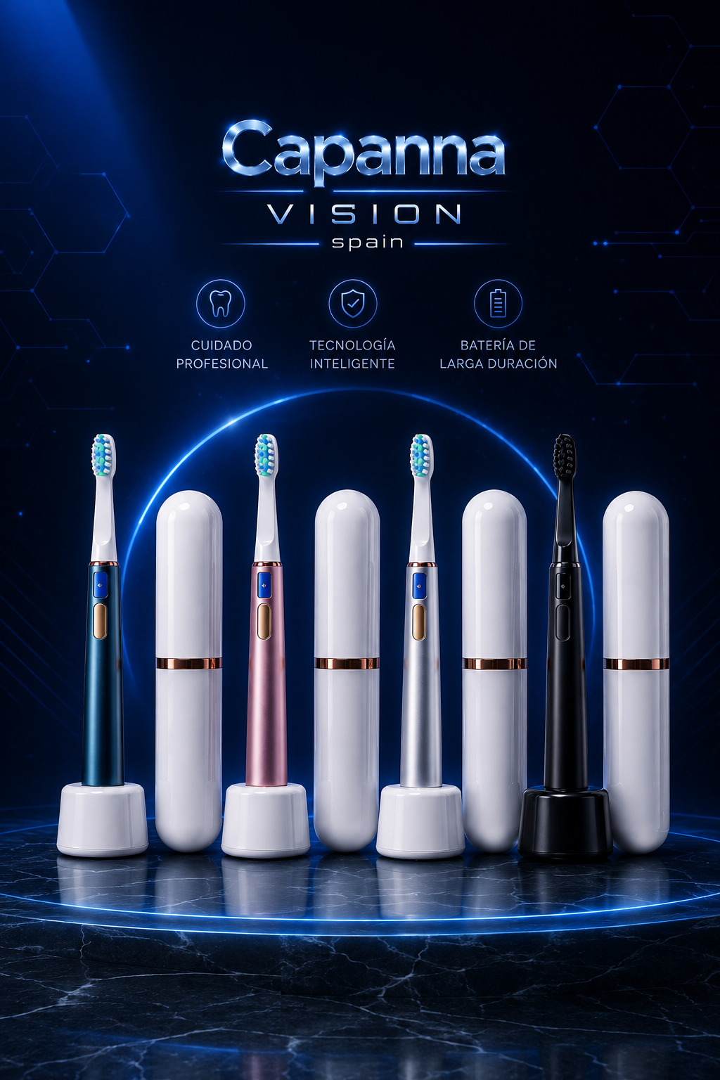 Cepillo de Dientes Eléctrico Sónico Recargable – 32000 Vibraciones, IPX6, con Estuche de Viaje