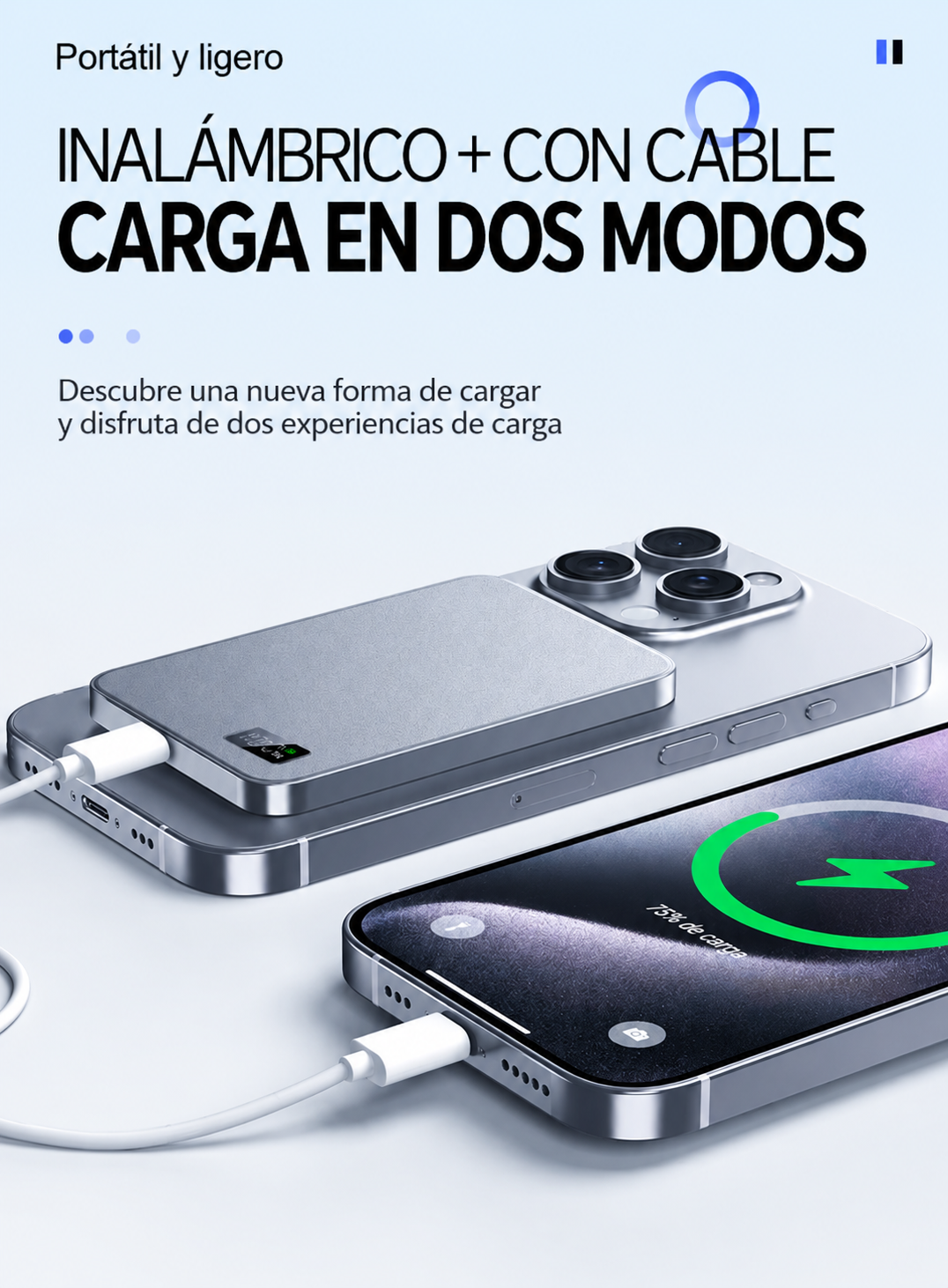 Batería Externa Magnética Ultra Slim 10.000 mAh con Carga Inalámbrica y USB-C