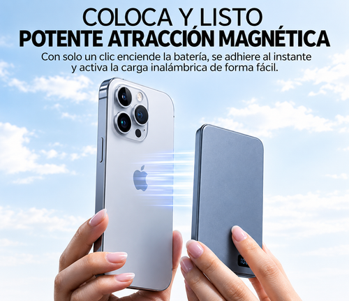 Batería Externa Magnética Ultra Slim 10.000 mAh con Carga Inalámbrica y USB-C