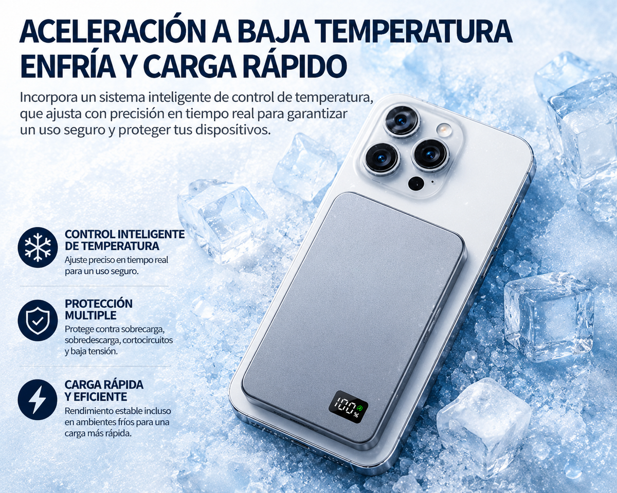 Batería Externa Magnética Ultra Slim 10.000 mAh con Carga Inalámbrica y USB-C
